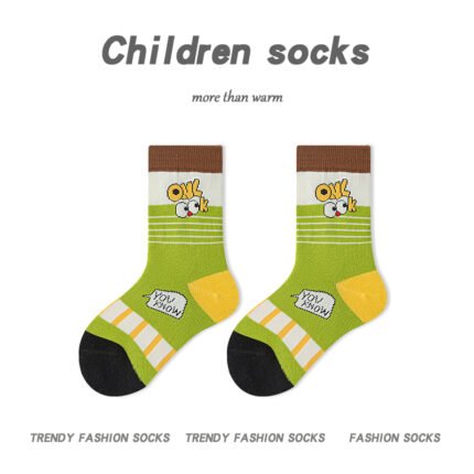 Unique Graphic Kids Crew Socks - Soft Cotton Vibrant Green Children's Socks for Daily Wear