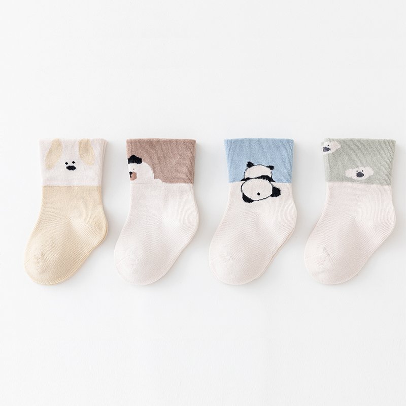 未标题-4 【4 Pairs Per Pack】Cartoon Seamless Cotton Baby Socks for 0-3 Years Old - Non-constricting Cuffs, No Leg Pinching - Image 1