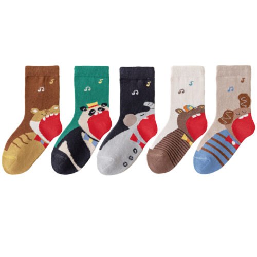 Kids Socks Boys Socks – Animal Pattern Children’s Socks 0-12 Years Old, Cute Cartoon Mid-Calf Socks for Boys & Kids