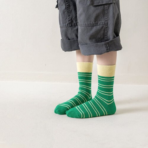 Kids Socks, Boys Socks, Girls Socks – Children’s Striped Mid-Calf Socks 0-12 Years Old Colorful Casual Socks for Kids - Image 2