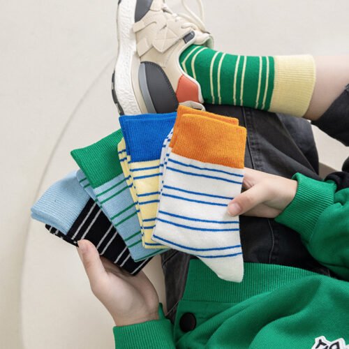 Kids Socks, Boys Socks, Girls Socks – Children’s Striped Mid-Calf Socks 0-12 Years Old Colorful Casual Socks for Kids - Image 3