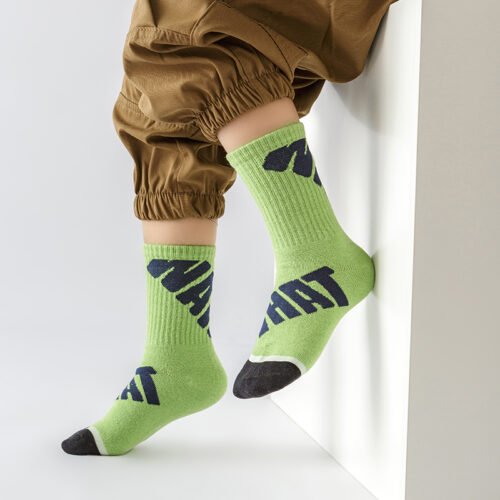 Kids Socks Boys Socks – Children’s socks Letter Pattern Mid-Calf Socks 0-12 Years Old for Boys - Image 3