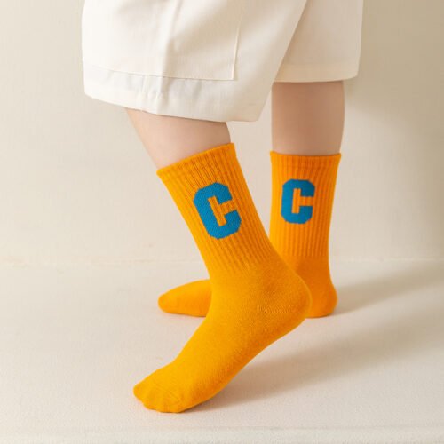 Kids Socks Girls Socks – Children’s Letter C Pattern Mid-Calf Socks 0-12 Years Old Colorful Casual Socks for Girls - Image 4