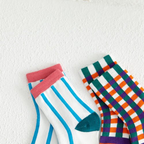Kids Colorful Socks Set - 3 Pairs with Stripes and Rainbow Designs, Comfortable Fit for Ages 1-12 - Image 4