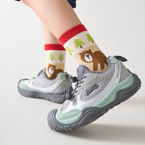 Kids' Cartoon Animal Cotton Socks – Soft, Durable Mid-Calf Socks for Boys & Girls (5-Pack) - Image 2